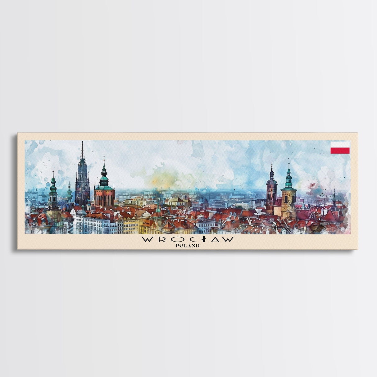 Wroclaw Poland Travel Print Wall Art, Panoramic City Art, Travel Art, Wall Decor, Vacation Gift, Framed Canvas Print Or Metal Art