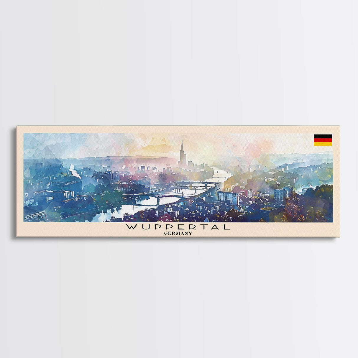 Wuppertal Germany Travel Art, City Art, Framed Canvas Print or Metal Wall Art, Europe Travel Poster, Panoramic Wall Art, Extra Wide Wall Art