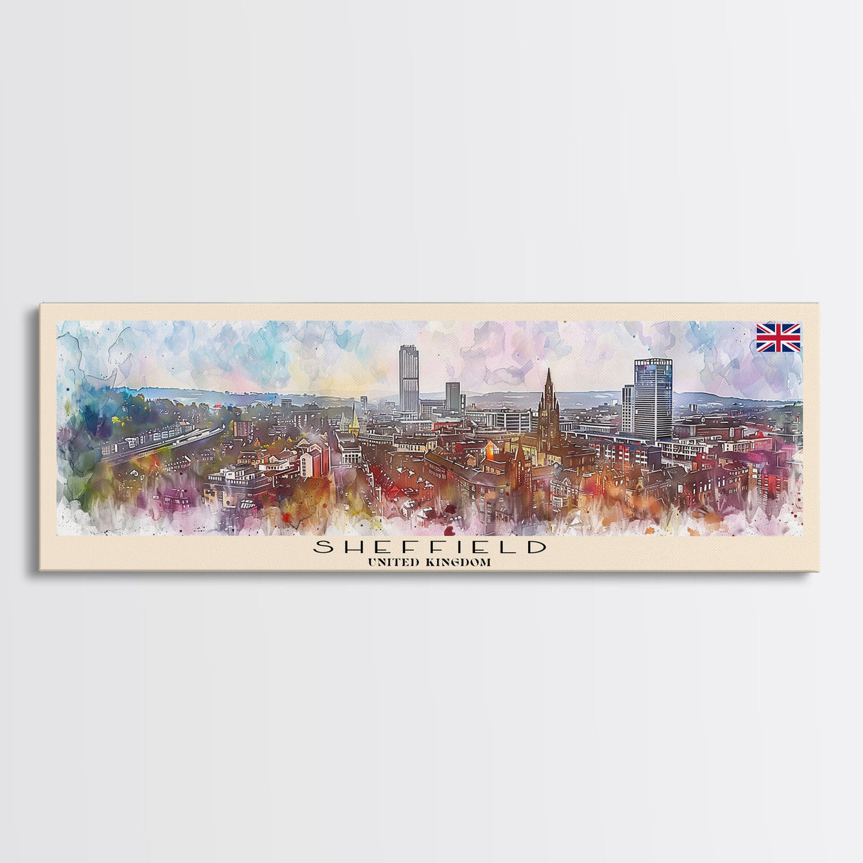 Sheffield United Kingdom Wall Art, Panoramic Travel Poster, Panoramic Framed Canvas Print, City Wall Art, Wall Hanging Home Decor, Travel Art