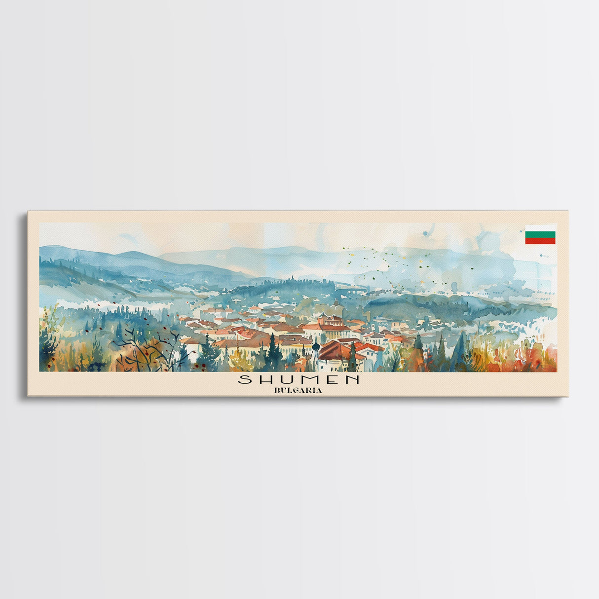 Shumen Bulgaria Travel Art, City Art, Framed Canvas Print or Metal Wall Art, Europe Travel Poster, Panoramic Wall Art, Extra Wide Wall Art