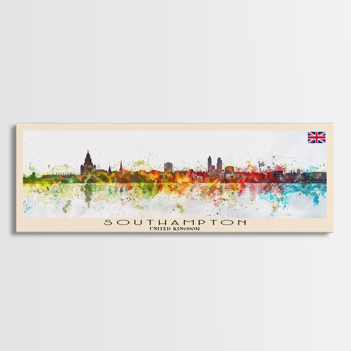 Southampton United Kingdom Wall Art, Panoramic Travel Poster, Panoramic Framed Canvas Print, City Wall Art, Wall Hanging Home Decor, Travel Art