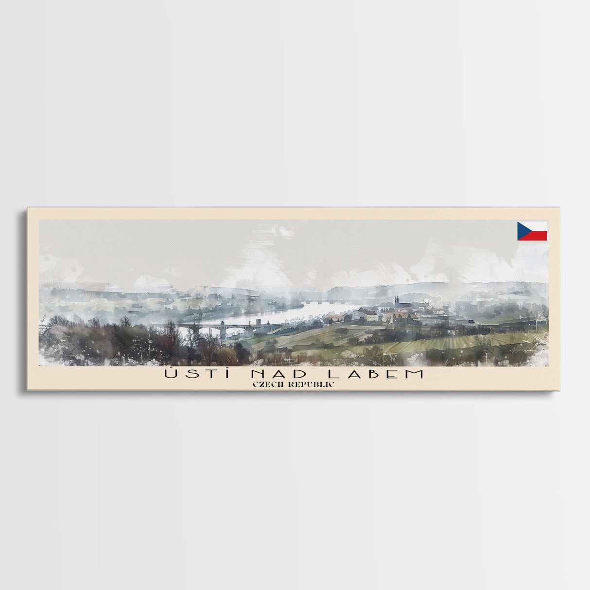 ÚstÍ nad Labem Czech Republic Wall Art, Panoramic Travel Poster, Panoramic Framed Canvas Print, City Wall Art, Wall Hanging Home Decor, Travel Art