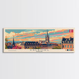 Aalborg Denmark Wall Art, Panoramic Travel Poster, Panoramic Framed Canvas Print, City Wall Art, Wall Hanging Home Decor, Travel Art