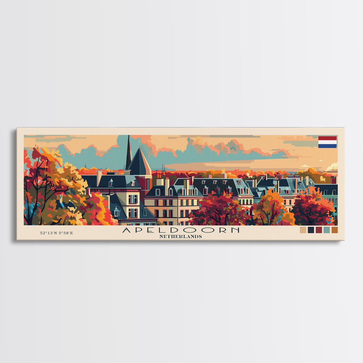 Apeldoorn Netherlands Travel Print Wall Art, Panoramic City Art, Travel Art, Wall Decor, Vacation Gift, Framed Canvas Print Or Metal Art