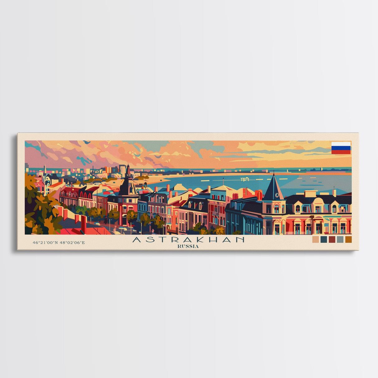 Astrakhan Russia Travel Print Wall Art, Panoramic City Art, Travel Art, Wall Decor, Vacation Gift, Framed Canvas Print Or Metal Art