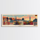 Augsburg Germany Panoramic Travel Poster, Framed Canvas Print or Metal Wall Art, Travel Art, Home Decor, Panoramic Painting, Midcentury Art