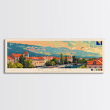 Banja Luka Bosnia Panoramic Travel Poster, Framed Canvas Print or Metal Wall Art, Travel Art, Home Decor, Panoramic Painting, Midcentury Art