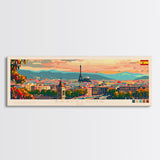 Barcelona Spain Travel Print Wall Art, Panoramic City Art, Travel Art, Wall Decor, Vacation Gift, Framed Canvas Print Or Metal Art