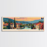 Bijeljina Bosnia Panoramic Travel Poster, Framed Canvas Print or Metal Wall Art, Travel Art, Home Decor, Panoramic Painting, Midcentury Art