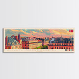 Copenhagen Denmark Travel Print Wall Art, Panoramic City Art, Travel Art, Wall Decor, Vacation Gift, Framed Canvas Print Or Metal Art