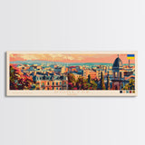 Donetsk Ukraine Panoramic Travel Poster, Framed Canvas Print or Metal Wall Art, Travel Art, Home Decor, Panoramic Painting, Midcentury Art