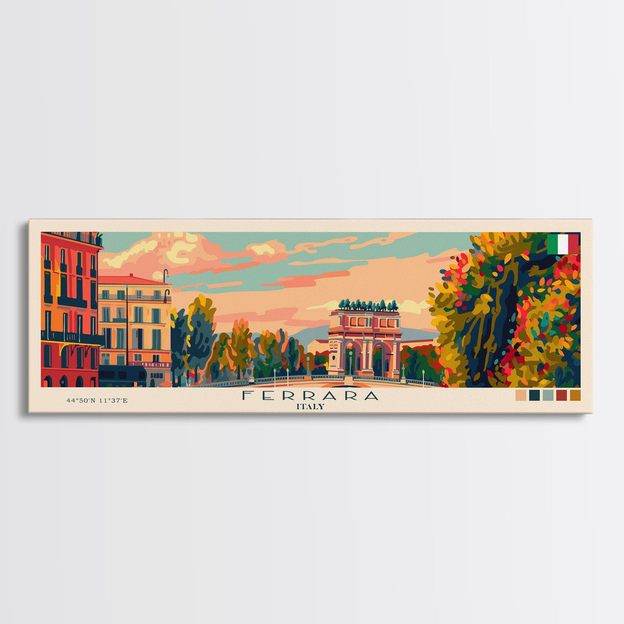 Ferrara Italy Travel Art, City Art, Framed Canvas Print or Metal Wall Art, Europe Travel Poster, Panoramic Wall Art, Extra Wide Wall Art