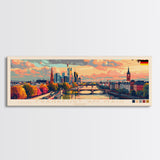 Frankfurt Germany Travel Print Wall Art, Panoramic City Art, Travel Art, Wall Decor, Vacation Gift, Framed Canvas Print Or Metal Art