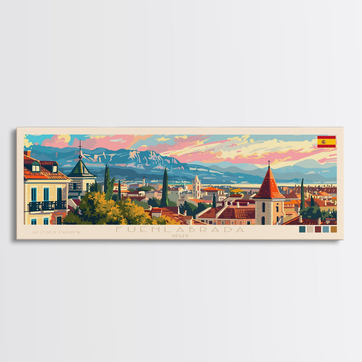 Fuenlabrada Spain Wall Art, Panoramic Travel Poster, Panoramic Framed Canvas Print, City Wall Art, Wall Hanging Home Decor, Travel Art