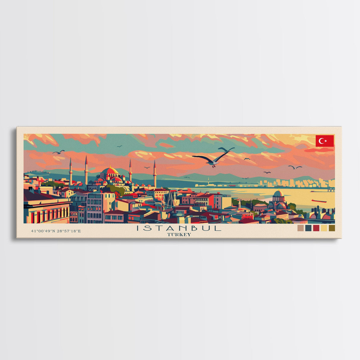 Istanbul Turkey Travel Print Wall Art, Panoramic City Art, Travel Art, Wall Decor, Vacation Gift, Framed Canvas Print Or Metal Art