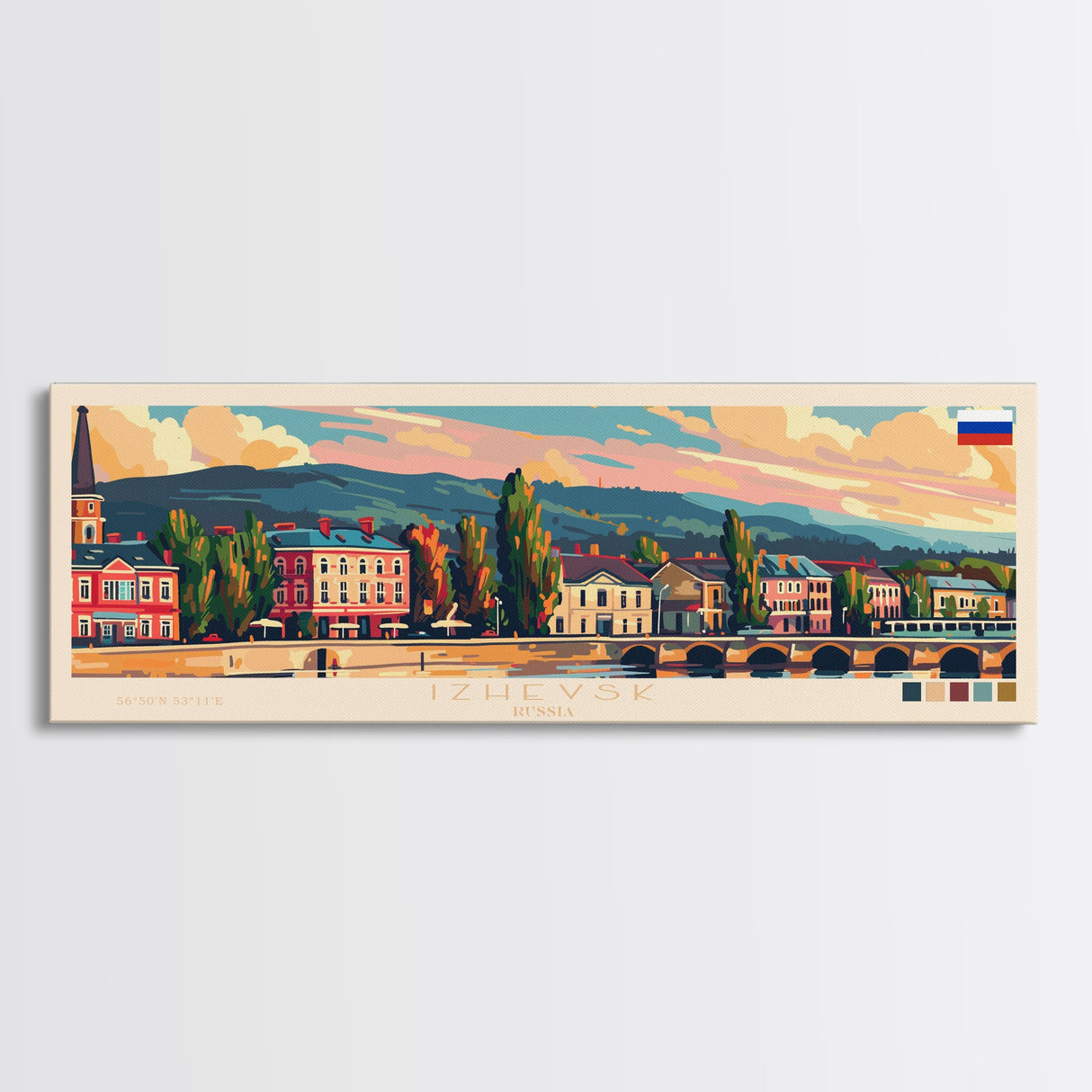 Izhevsk Russia Wall Art, Panoramic Travel Poster, Panoramic Framed Canvas Print, City Wall Art, Wall Hanging Home Decor, Travel Art