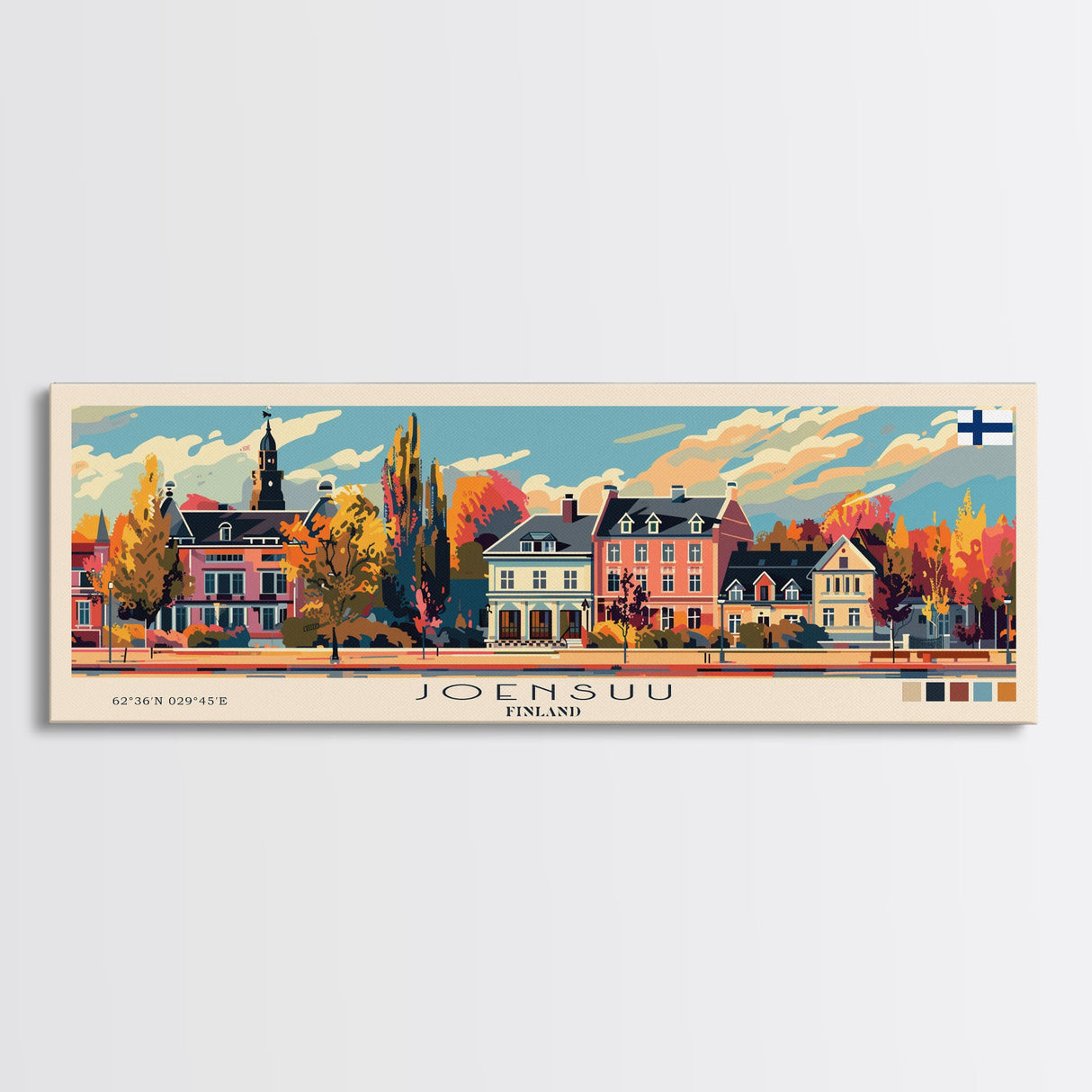 Joensuu Finland Wall Art, Panoramic Travel Poster, Panoramic Framed Canvas Print, City Wall Art, Wall Hanging Home Decor, Travel Art