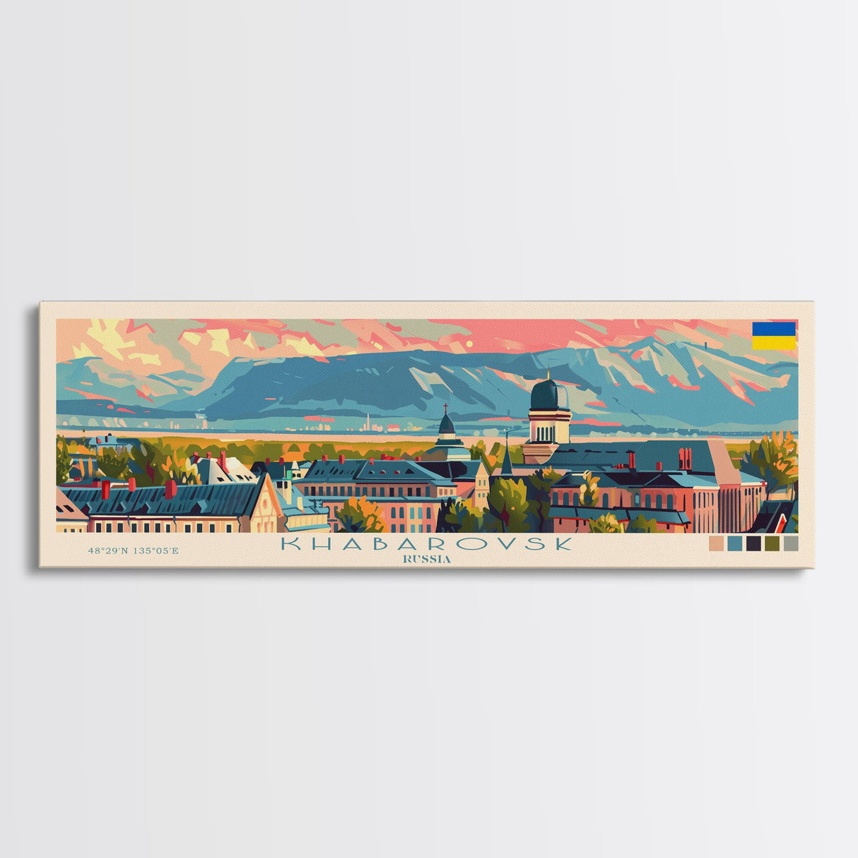 Khabarovsk Russia Travel Art, City Art, Framed Canvas Print or Metal Wall Art, Europe Travel Poster, Panoramic Wall Art, Extra Wide Wall Art