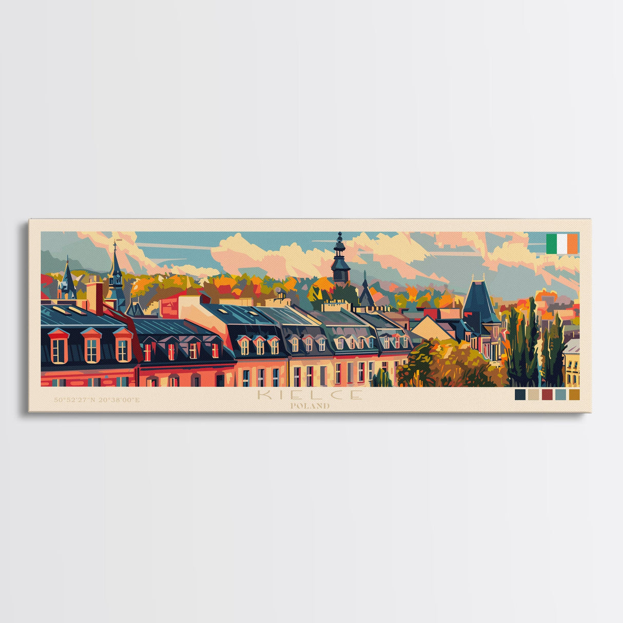 Kielce Poland Wall Art, Panoramic Travel Poster, Panoramic Framed Canvas Print, City Wall Art, Wall Hanging Home Decor, Travel Art