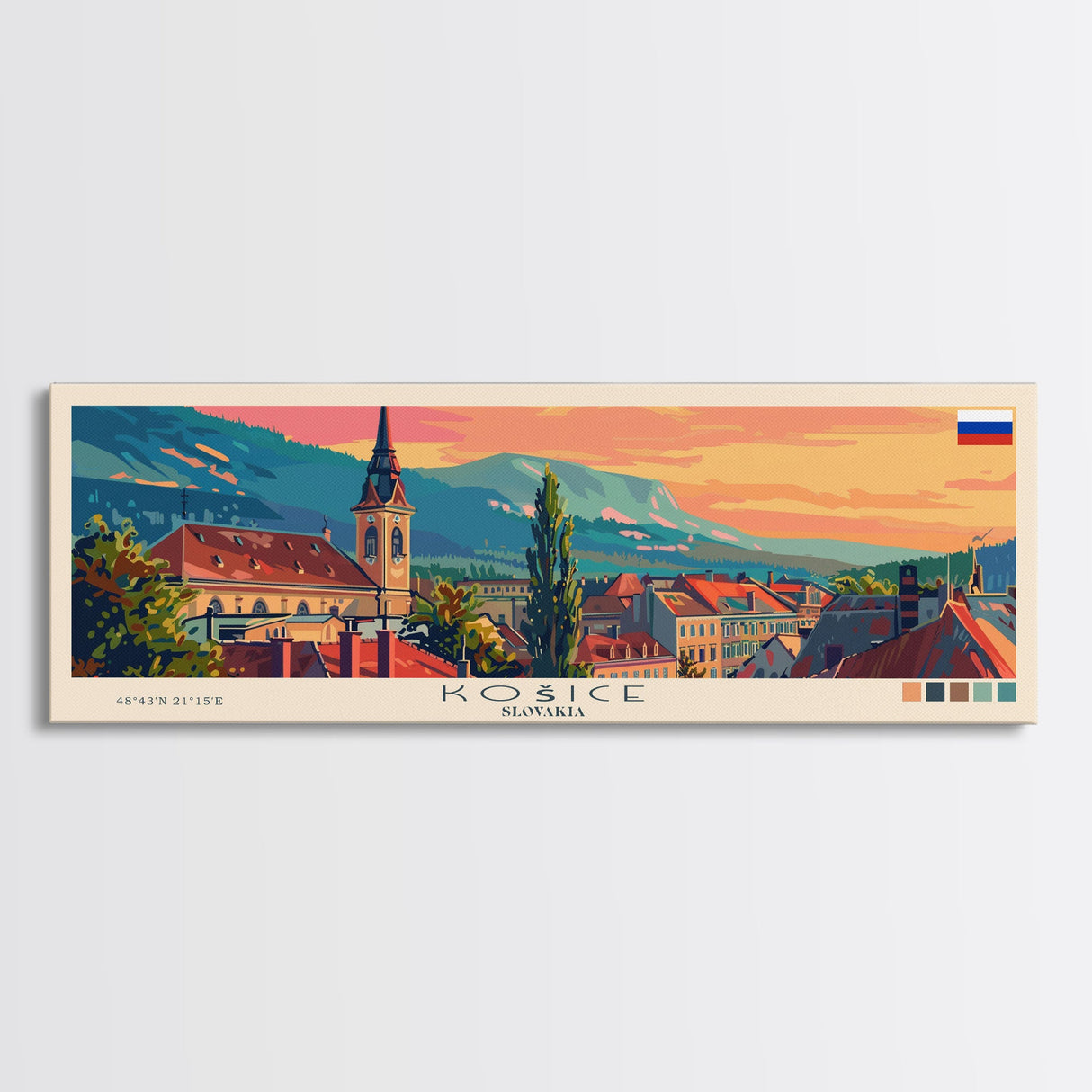 Kosice Slovakia Travel Art, City Art, Framed Canvas Print or Metal Wall Art, Europe Travel Poster, Panoramic Wall Art, Extra Wide Wall Art