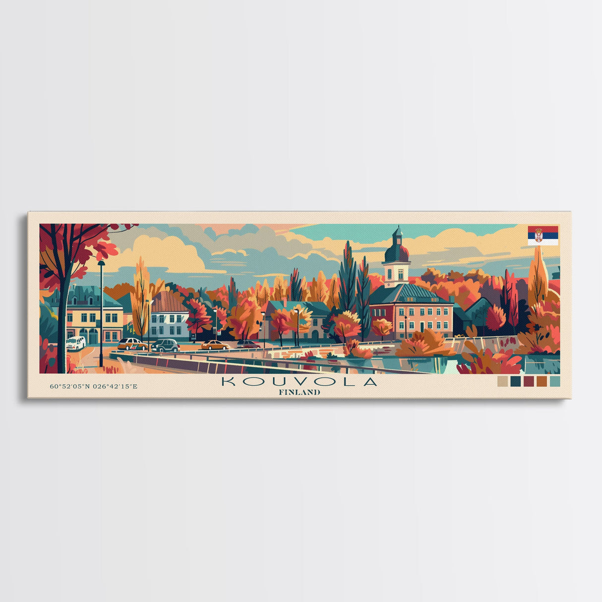 Kouvola Finland Wall Art, Panoramic Travel Poster, Panoramic Framed Canvas Print, City Wall Art, Wall Hanging Home Decor, Travel Art