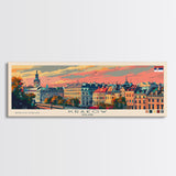 Krakow Poland Travel Art, City Art, Framed Canvas Print or Metal Wall Art, Europe Travel Poster, Panoramic Wall Art, Extra Wide Wall Art