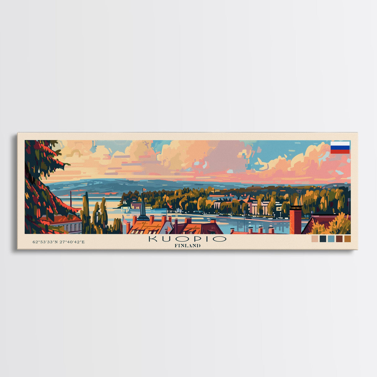 Kuopio Finland Wall Art, Panoramic Travel Poster, Panoramic Framed Canvas Print, City Wall Art, Wall Hanging Home Decor, Travel Art