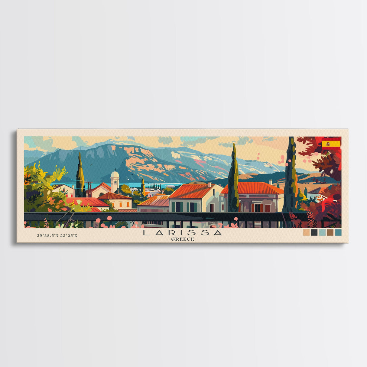 Larissa Greece Travel Print Wall Art, Panoramic City Art, Travel Art, Wall Decor, Vacation Gift, Framed Canvas Print Or Metal Art