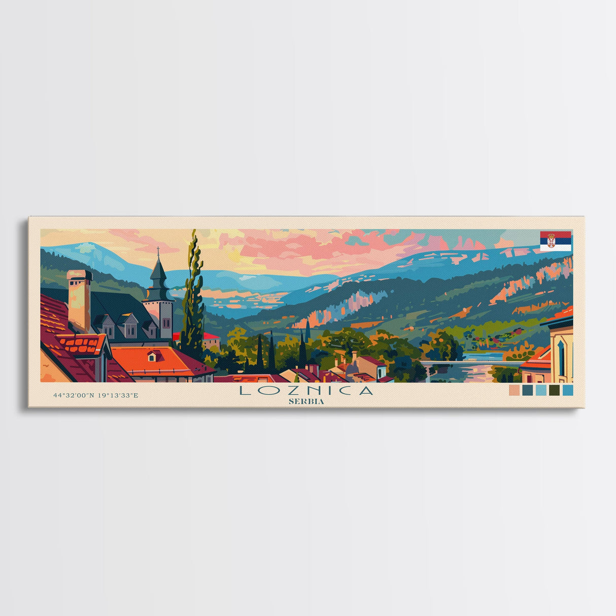 Loznica Serbia Wall Art, Panoramic Travel Poster, Panoramic Framed Canvas Print, City Wall Art, Wall Hanging Home Decor, Travel Art