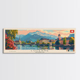 Lucerne Switzerland Travel Art, City Art, Framed Canvas Print or Metal Wall Art, Europe Travel Poster, Panoramic Wall Art, Extra Wide Wall Art