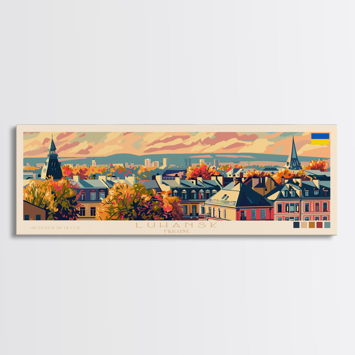 Luhansk Ukraine Wall Art, Panoramic Travel Poster, Panoramic Framed Canvas Print, City Wall Art, Wall Hanging Home Decor, Travel Art