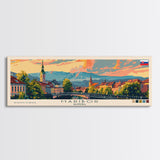 Maribor Slovenia Panoramic Travel Poster, Framed Canvas Print or Metal Wall Art, Travel Art, Home Decor, Panoramic Painting, Midcentury Art