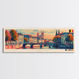 Mechelen Belgium Panoramic Travel Poster, Framed Canvas Print or Metal Wall Art, Travel Art, Home Decor, Panoramic Painting, Midcentury Art