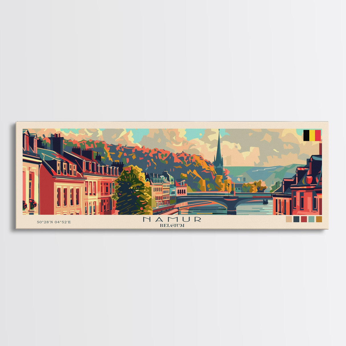 Namur Belgium Wall Art, Panoramic Travel Poster, Panoramic Framed Canvas Print, City Wall Art, Wall Hanging Home Decor, Travel Art