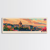 Newcastle United Kingdom Wall Art, Panoramic Travel Poster, Panoramic Framed Canvas Print, City Wall Art, Wall Hanging Home Decor, Travel Art