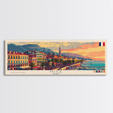 Nice France Travel Art, City Art, Framed Canvas Print or Metal Wall Art, Europe Travel Poster, Panoramic Wall Art, Extra Wide Wall Art