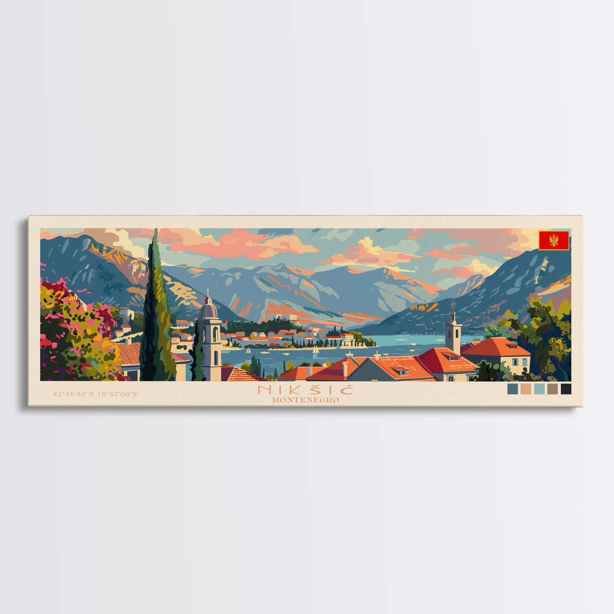 Niksic Montenegro Travel Print Wall Art, Panoramic City Art, Travel Art, Wall Decor, Vacation Gift, Framed Canvas Print Or Metal Art