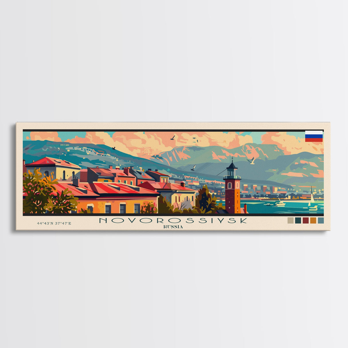 Novorossiysk Russia Wall Art, Panoramic Travel Poster, Panoramic Framed Canvas Print, City Wall Art, Wall Hanging Home Decor, Travel Art