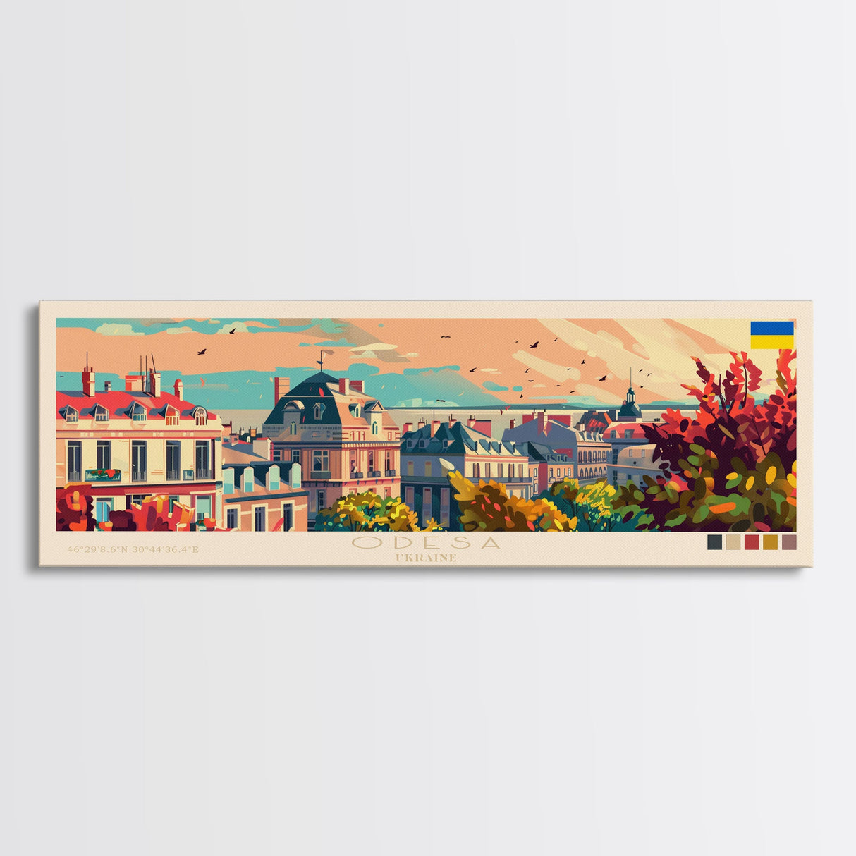 Odesa Ukraine Travel Print Wall Art, Panoramic City Art, Travel Art, Wall Decor, Vacation Gift, Framed Canvas Print Or Metal Art