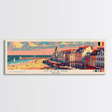 Ostend Belgium Panoramic Travel Poster, Framed Canvas Print or Metal Wall Art, Travel Art, Home Decor, Panoramic Painting, Midcentury Art