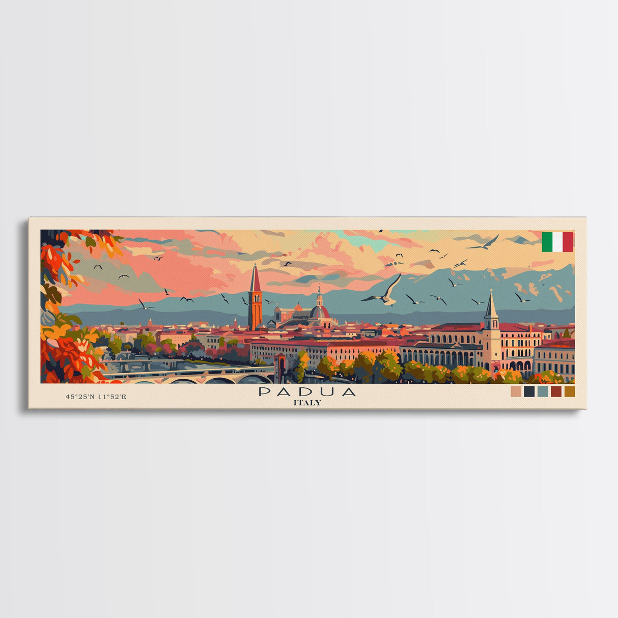 Padua Italy Wall Art, Panoramic Travel Poster, Panoramic Framed Canvas Print, City Wall Art, Wall Hanging Home Decor, Travel Art