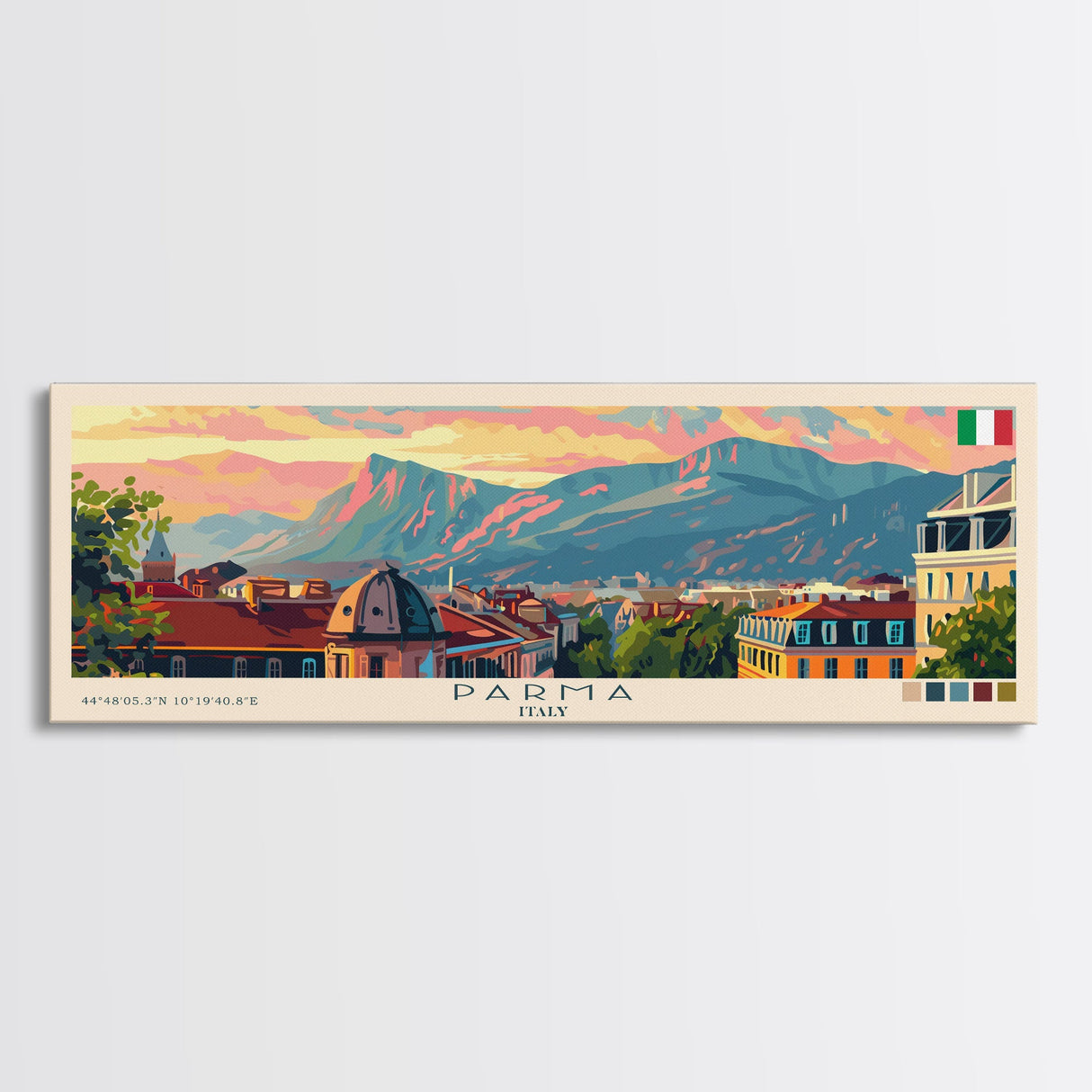 Parma Italy Wall Art, Panoramic Travel Poster, Panoramic Framed Canvas Print, City Wall Art, Wall Hanging Home Decor, Travel Art