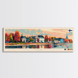 Pori Finland Travel Art, City Art, Framed Canvas Print or Metal Wall Art, Europe Travel Poster, Panoramic Wall Art, Extra Wide Wall Art