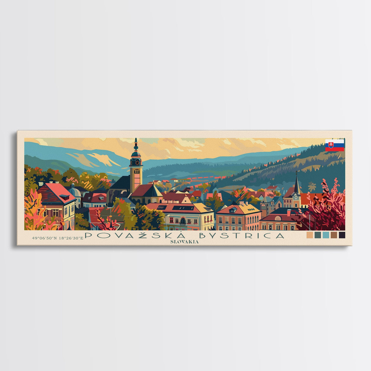 Povazska Bystrica Slovakia Travel Print Wall Art, Panoramic City Art, Travel Art, Wall Decor, Vacation Gift, Framed Canvas Print Or Metal Art