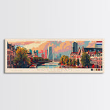 Rotterdam Netherlands Wall Art, Panoramic Travel Poster, Panoramic Framed Canvas Print, City Wall Art, Wall Hanging Home Decor, Travel Art