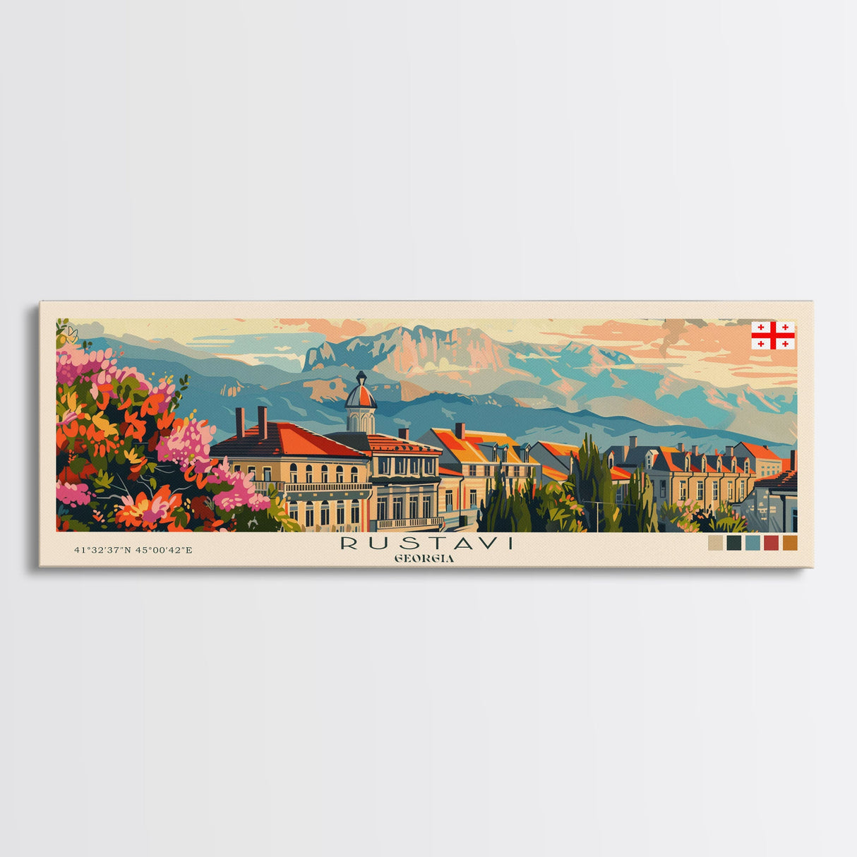 Rustavi Georgia Travel Art, City Art, Framed Canvas Print or Metal Wall Art, Europe Travel Poster, Panoramic Wall Art, Extra Wide Wall Art