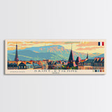 Saint Etienne France Panoramic Travel Poster, Framed Canvas Print or Metal Wall Art, Travel Art, Home Decor, Panoramic Painting, Midcentury Art