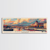 Southampton United Kingdom Wall Art, Panoramic Travel Poster, Panoramic Framed Canvas Print, City Wall Art, Wall Hanging Home Decor, Travel Art