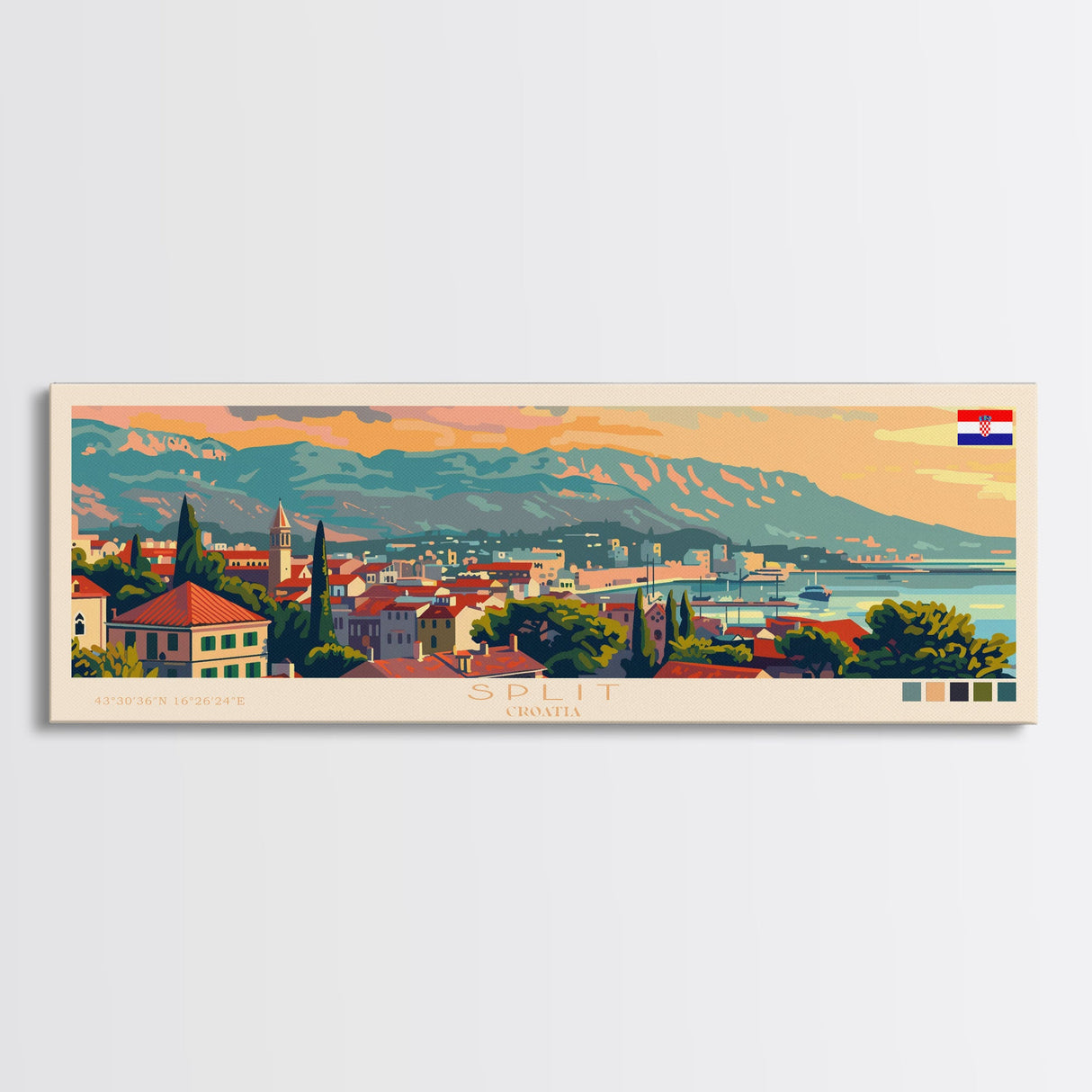 Split Croatia Travel Print Wall Art, Panoramic City Art, Travel Art, Wall Decor, Vacation Gift, Framed Canvas Print Or Metal Art