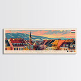 Szkesfehervar Hungary Panoramic Travel Poster, Framed Canvas Print or Metal Wall Art, Travel Art, Home Decor, Panoramic Painting, Midcentury Art